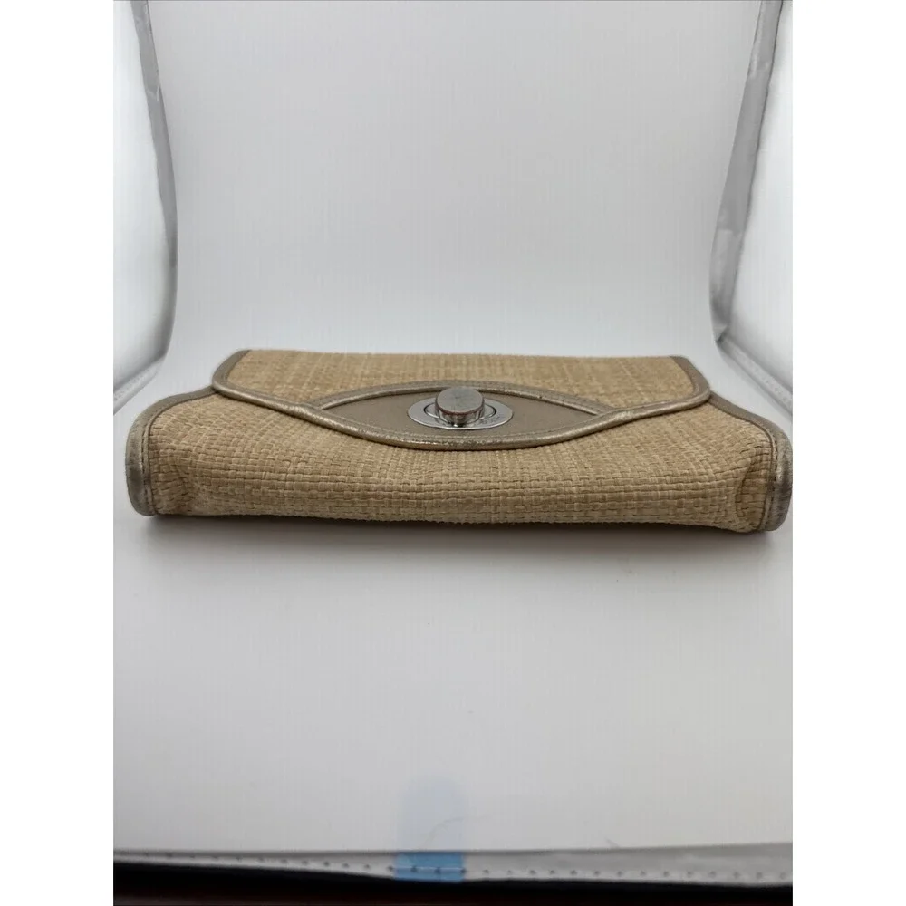 Bodhi Straw Raffia Metallic Leather Envelope Clutch Evening Bag